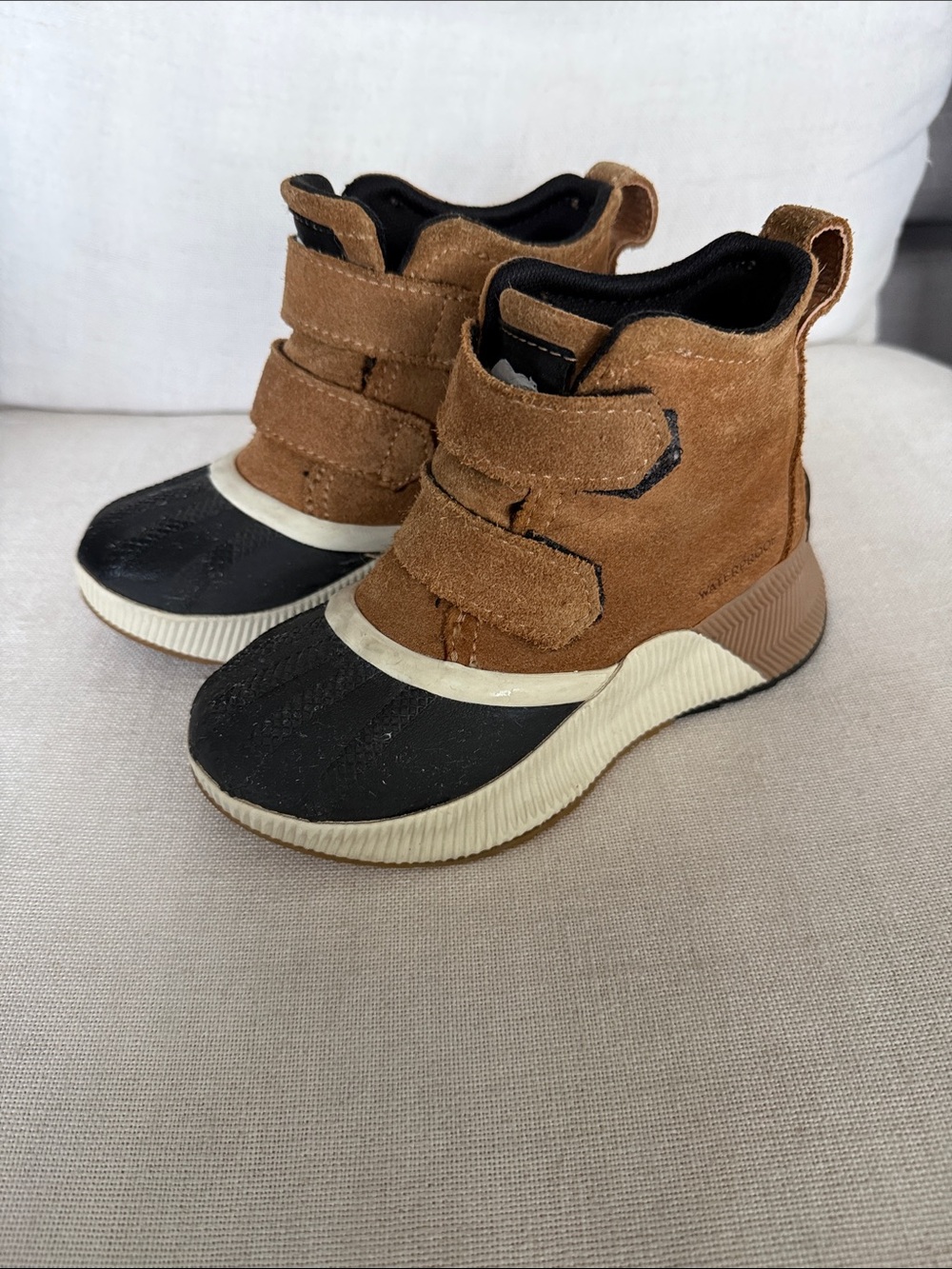 Sorel Kids Brown and Black Waterproof Velcro Rain and Snow Boots